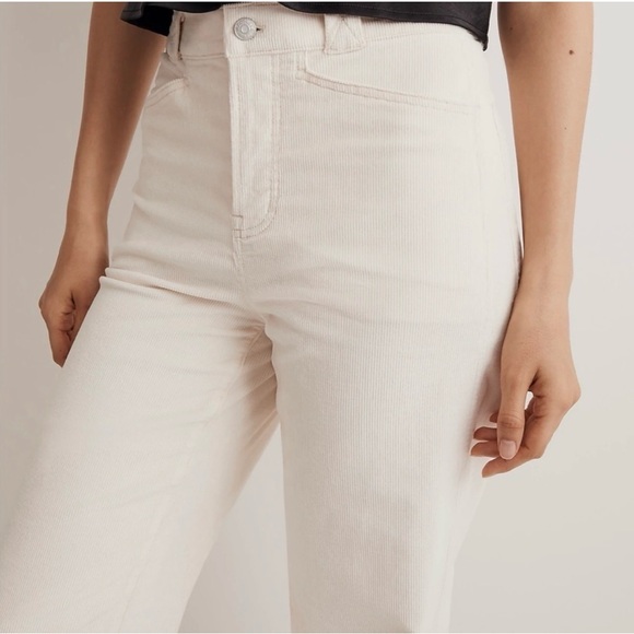 Madewell Emmett 2.0 Corduroy Wide Leg Pants High Rise Cream 32 NWT - Picture 5 of 16